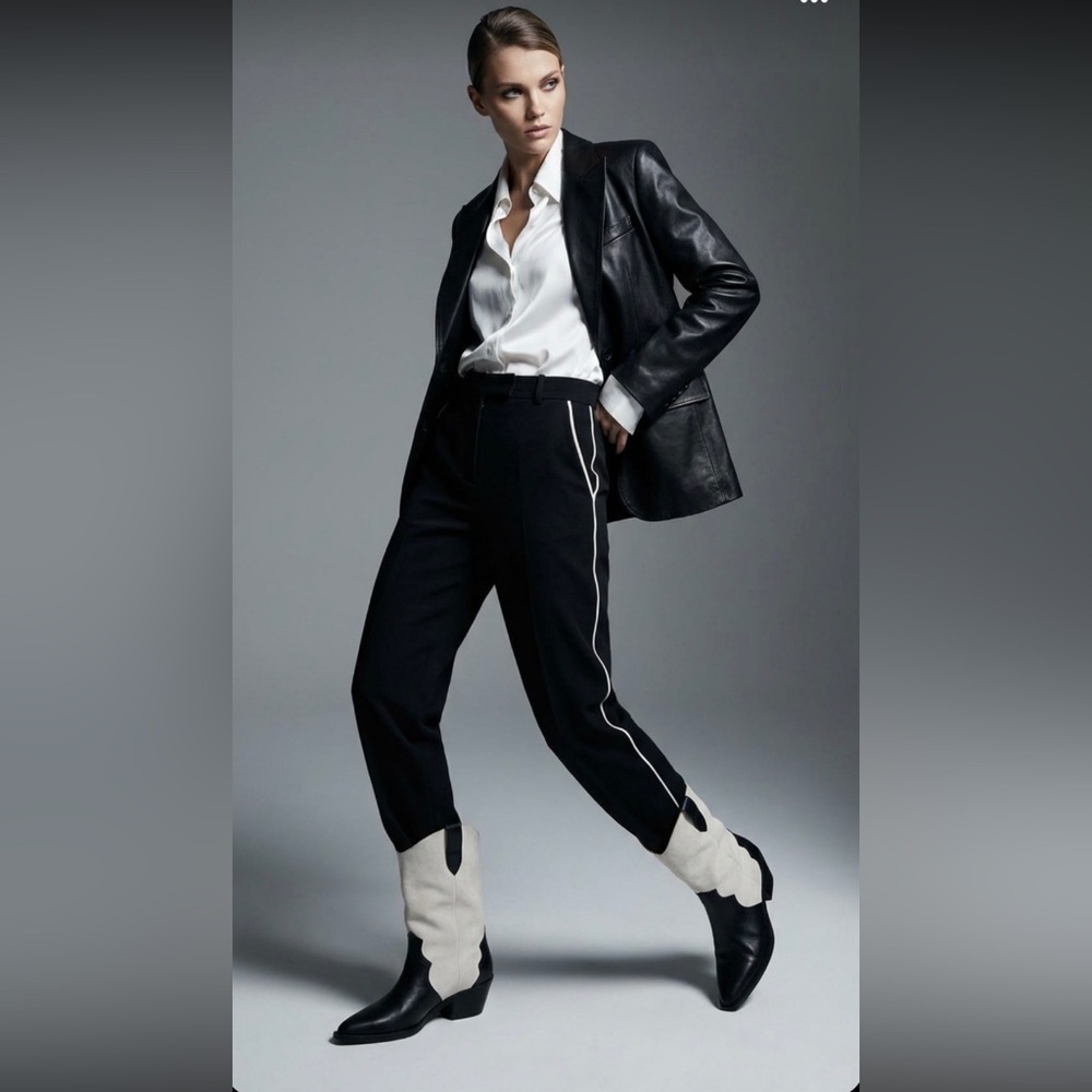 Dolce Vita Black and Cream Heeled Boots